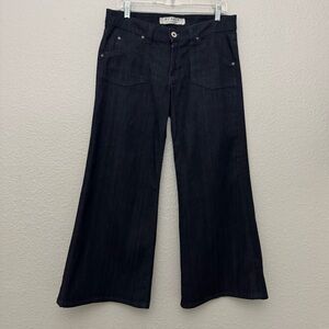 Hudson Jeans Low Rise Wide Leg Cropped Dark Wash Denim Size 30 Vintage Y2K
